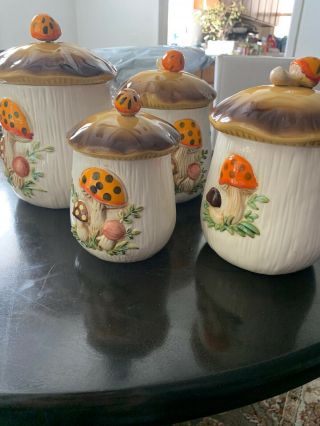 Vintage Sears,  Roebuck And Co.  Merry Mushroom Canister Set,  1978,  Made In Japan