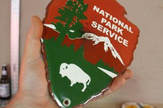 Us National Perk Service Shield Porcelain Metal Sign Yellowstone Forest Camping