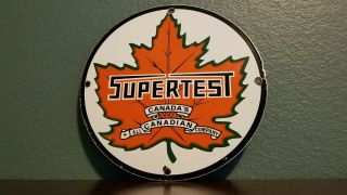 Vintage Supertest Gasoline Porcelain Gas Metal Service Station Canada Pump Sign