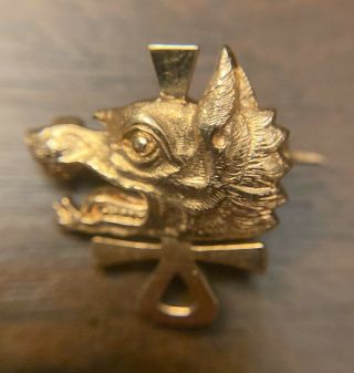 Rare Wolf’s Head Society Fraternity Pin From Yale College 1800s.  Marked 18k
