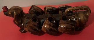 Vintage Dachshund Wiener Dog Decanter With All 6 Shot Glass Mugs