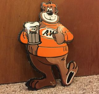 Rare Vintage A&w Root Beer Soda Fountain Porcelain Sign