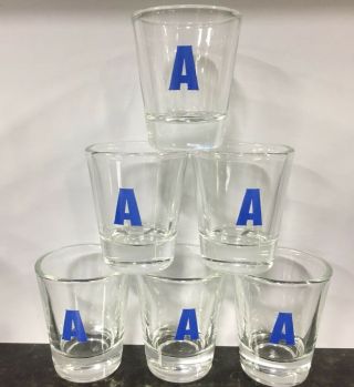 Set Of 6 Absolut Vodka Shot Glasses “a” Logo Promo Rare