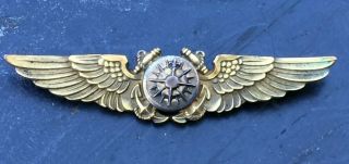 Wwii Ww2 Usn Us Navy Officer Aviation Navigator Observer Wings Pin 2.  75 " Amico 2