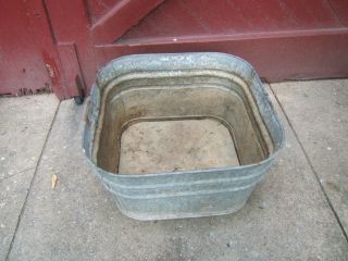 Vintage Galvanized Square Wash Tub For Planter,  Yard Decor,  Cold Drink Cooler