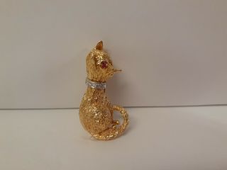 Stunning Find 10.  4g 14kt Gold Kitty Cat Kitten Brooch Diamonds Collar Not Scrap