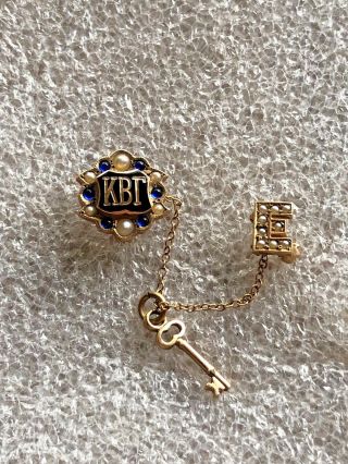 Vintage 10k Solid Gold Kappa Beta Gamma Sorority Pin W/epsilon Chapter W/key