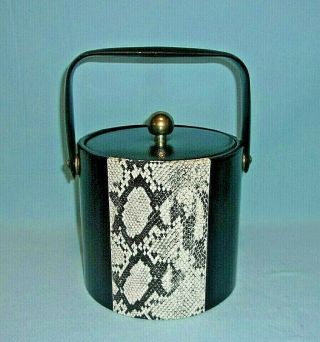 Georges Briard Vintage Mid Century Black And White Snakeskin Pattern Ice Bucket