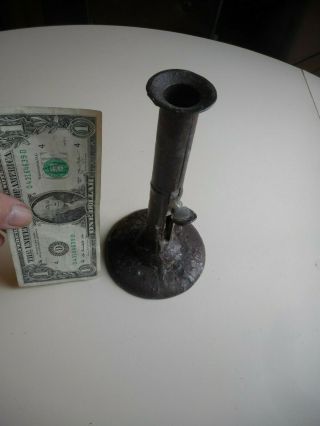 Early 19th Century Iron Hog Scraper Candle Holder