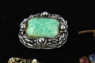 10 x Vintage CZECH FILIGREE & PEKING GLASS BROOCHES inc.  Faux Turquoise 2