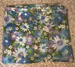 Vintage 60’s 70’s Sheer Fabric Green Blue Purple Shower Curtain