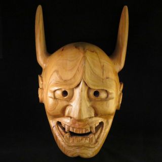 Vintage Japanese Big Mask Hannya Noh Kabuki Oni Demon Demon Wood Carving