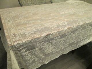Vintage Ivory Cream Off White Lace Tablecloth 103 X 59 Rectangle Holiday