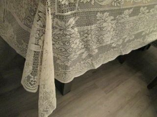 Vintage Ivory cream off white Lace Tablecloth 103 x 59 rectangle Holiday 2