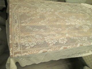 Vintage Ivory cream off white Lace Tablecloth 103 x 59 rectangle Holiday 3