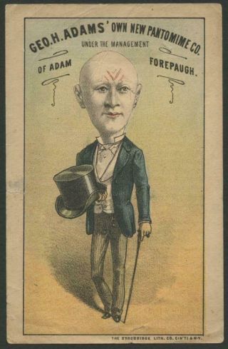 1880 Adam Forepaugh Circus Trade Card - Clown Man In Tux & Top Hat - Litho