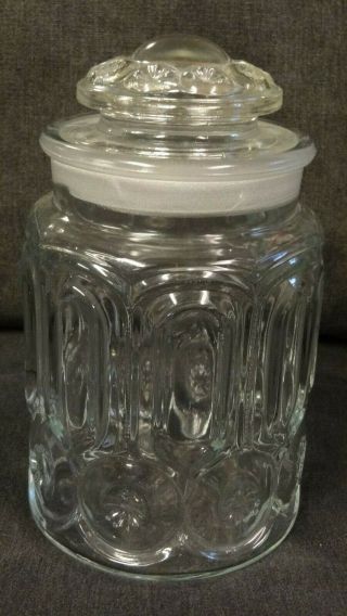 Vintage Glass Apothecary Pharmacy Candy Jar With Matching Pattern Lid