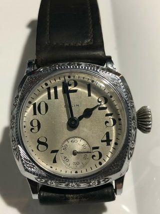 Vintage 1929 Post Wwi Elgin Military Trench Watch Stunning 3/0 Ticks