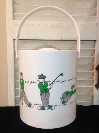 Mid Century Modern Georges Briard Signed " Golf " Drive Pitch Putt Ice Bucket