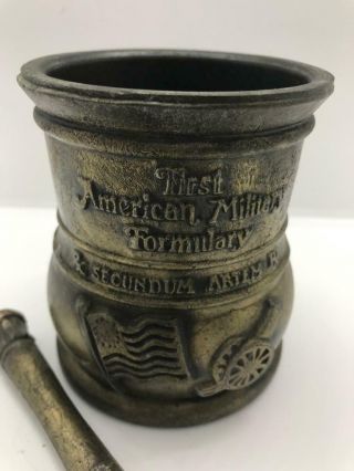 Vintage Mortar Pestle Schering Pharmaceutical Brass First American Military 1983