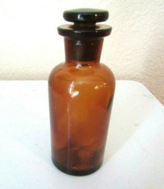 Antique Tiny Amber Druggist Bottle W/ground Stopper T.  C.  W.  Co.  Usa 1 - 29 - 4