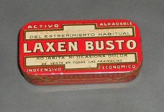 C1910 Antique Medical Tin Laxen Busto Medicine Laxative Advertising