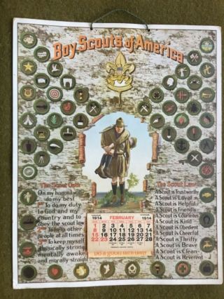 1914 Boy Scouts Of America Calendar Merit Badges Scout Law Scout Oath