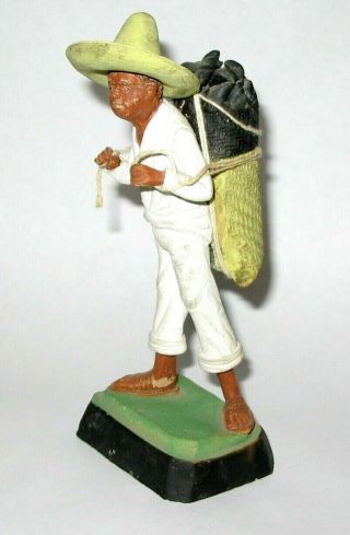 Vintage Mexican Ceramic 1940s Laborer Clay Pottery Folk Art Figure 6 " Tall