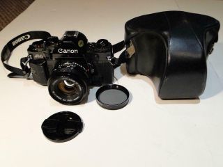 Vintage Canon A - 1 35mm Camera W/ 50mm Lens & Filter/case
