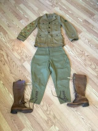 1920s Era Boy Scout Uniform Merit Badge Sleeve Patrol Leader Patch Pants Boots