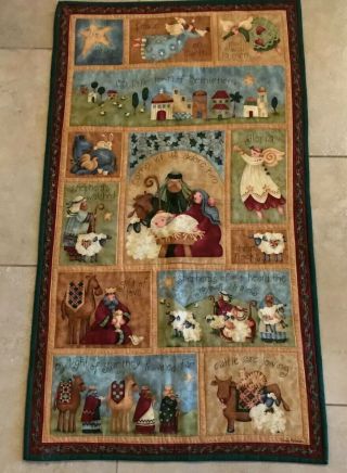 Christmas Quilt Wall Hanging,  Manger,  Mary,  Joseph,  Angels,  Bethlehem,  Hand Made