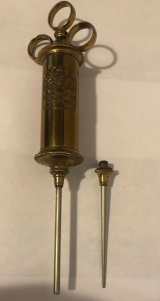 Antique Victorian Brass W&h Hutchinson Sheffield Medical Ear Irrigation? Syringe