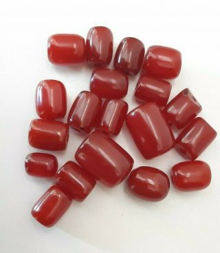 1930 - 1940 Cherry Amber Faturan Bakelite Beads Cloudly