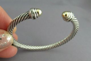 D.  Y.  David Yurman 750 18k Sterling & Channel Diamond Twist Coil Cable Bracelet