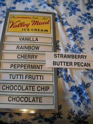 Old Stock Rare Vintage Valley Maid Ice Cream Menu Board Advertising Sign