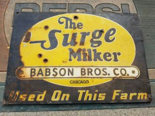 Old Vintage Surge Milkers Tin Sign Farm Cow Dairy Cattle Beef Milk Barn 2
