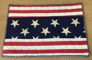 Patriotic Quilt Wall Hanging,  Red & White Stripes,  Navy Blue Stars