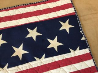 Patriotic Quilt Wall Hanging,  Red & White Stripes,  Navy Blue Stars 3