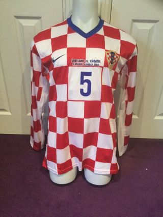Croatia Match Worn Issue Player Shirt Vintage Corluka Scotland Tottenham Hotspur