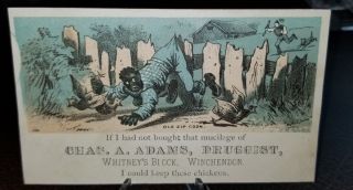 Vintage 1880s Trade Card Black Americana Chas.  Adams Druggist Whitney 