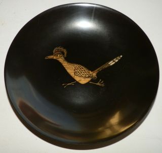 8 " Vintage Road Runner Trinket Tray Bowl By Couroc Of Monterey Mid Century