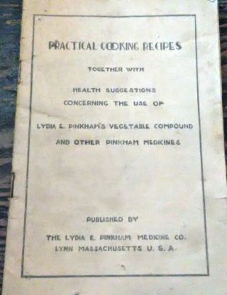 Antique Lydia Pinkham Cookbook Blood Medicine Quack Medicine