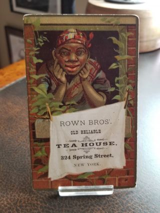 Vintage 1880s Trade Card - Black Americana Rown Bros.  Tea House Greenwich Nyc