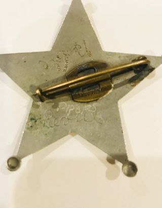 Vintage Sheriff 5 Point Star Badge L.  A.  Stamp & Staty Co. 3