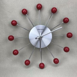 George Nelson Vintage Red Ball Clock Mid Century Modern Atomic Starburst Retro