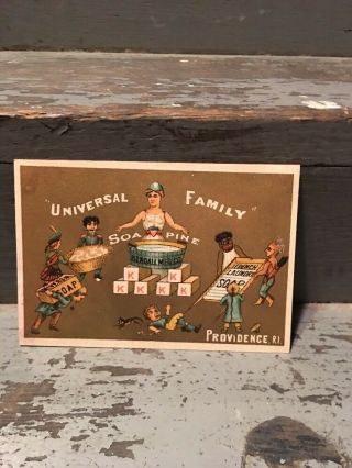 1880s Era Trade Blotter Card Indians Black Children Providence Ri Soapine Soap