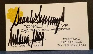 Donald & Melania Trump Signed Personal Business Card " The Trump Organization "