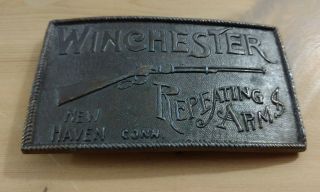 Vintage Winchester Repeating Arms Belt Buckle Brass 1980 ' s Guns Bear Arms 2