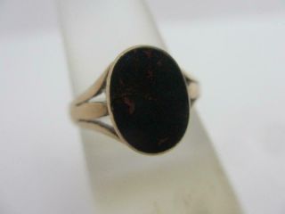 Bloodstone Seal 9k Gold Signet Ring Antique Victorian C1890.  Tbj08223