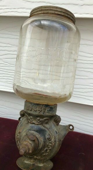 Antique Parker Coffee Grinder No.  446 Cast Iron Embossed Glass Hopper Parts